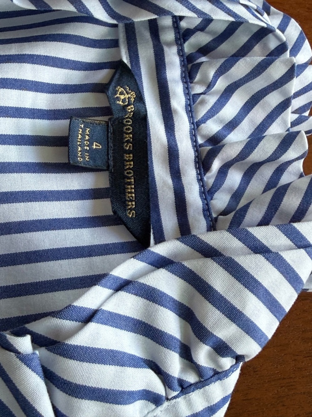 📌 NWOT - Brooks Brothers Supima Cotton Ruffle Shirt Long Sleeve - Size 4 - Picture 8 of 11